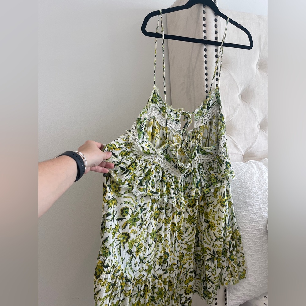 Free People Yellow and Green Floral Dress